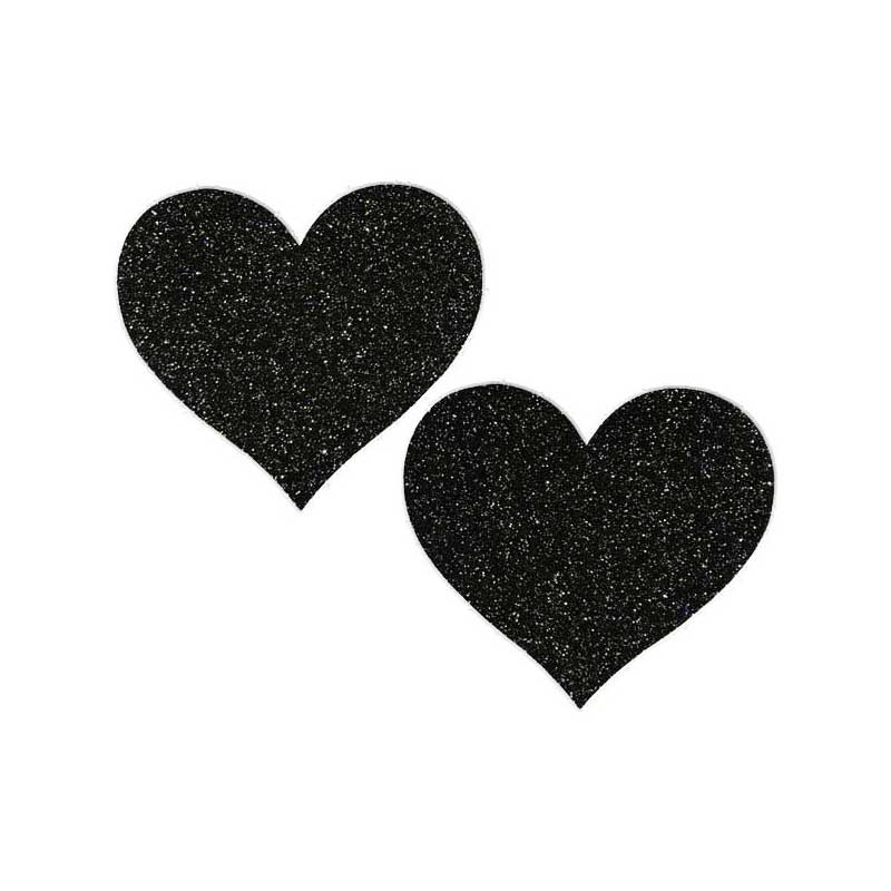 Glitter Heart Brilliant Black Pasties
