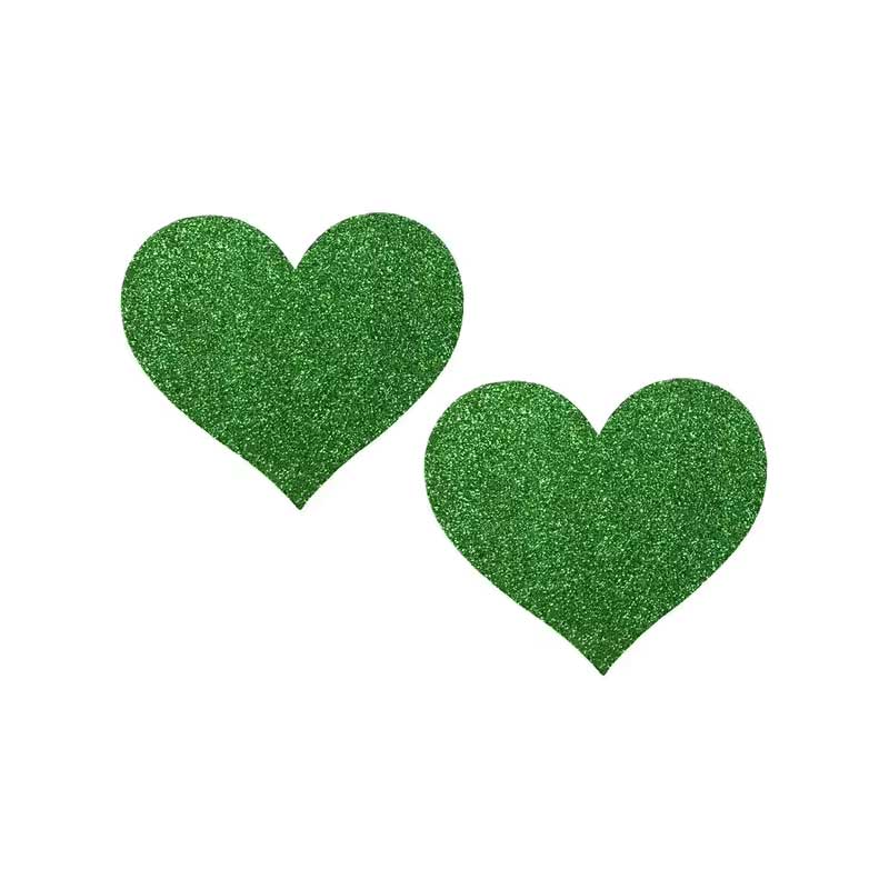 Glitter Heart Emerald Green Pasties