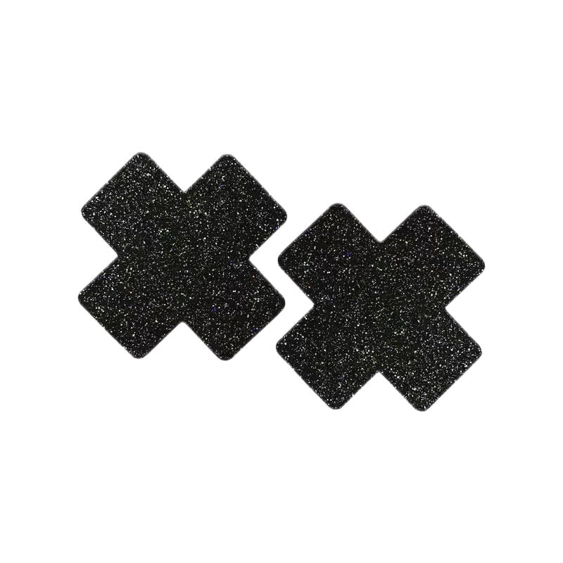 Glitter Cross Brilliant Black Pasties (Small)
