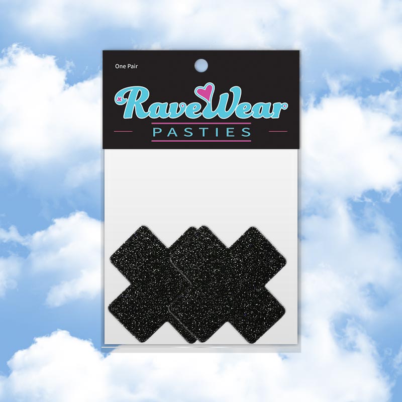 Glitter Cross Brilliant Black Pasties (Small)