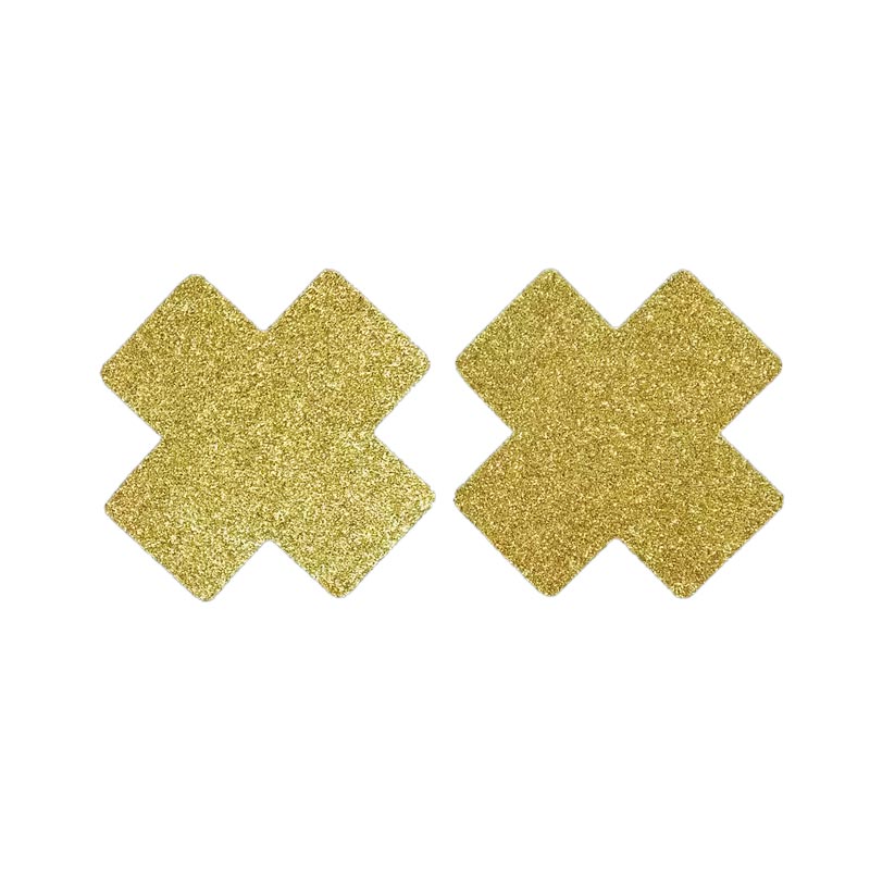 Glitter Cross Golden Yellow Pasties (Large)