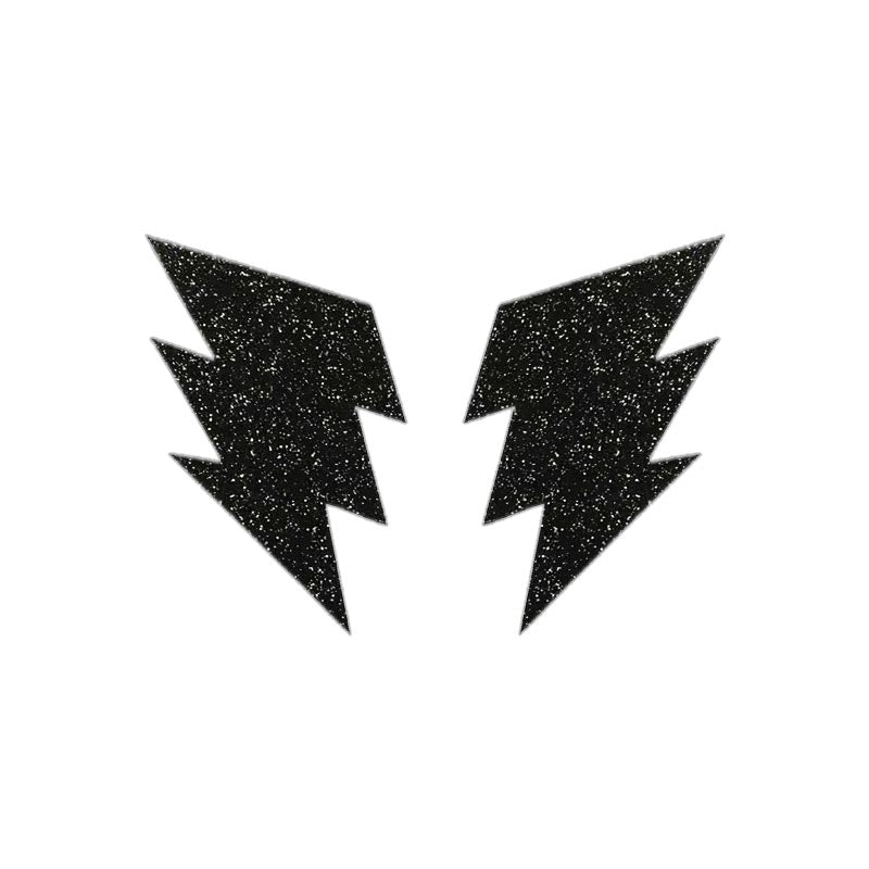 Glitter Lightning Bolt Brilliant Black Pasties