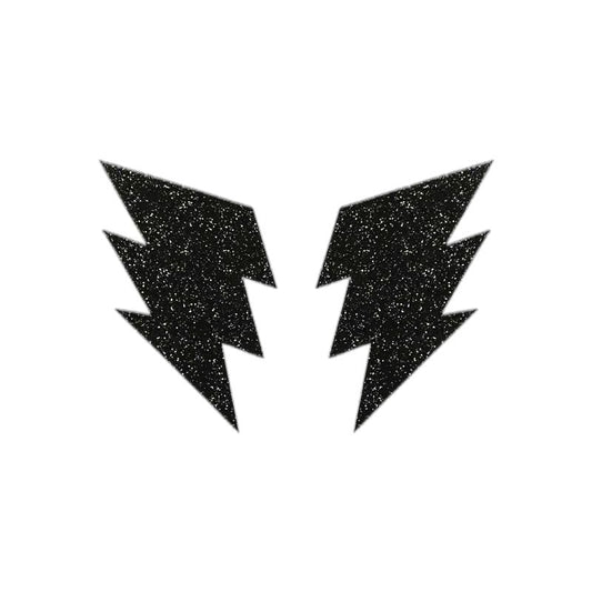 Glitter Lightning Bolt Brilliant Black Pasties