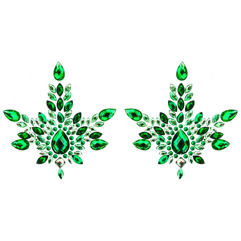 Jeweled Pear Cut Center Green Pasties