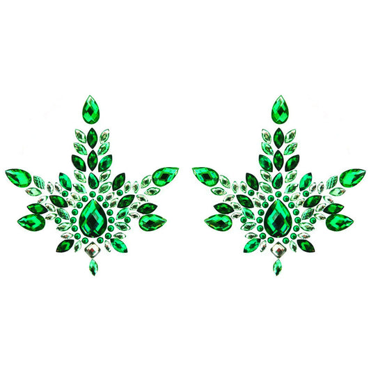 Jeweled Pear Cut Center Green Pasties