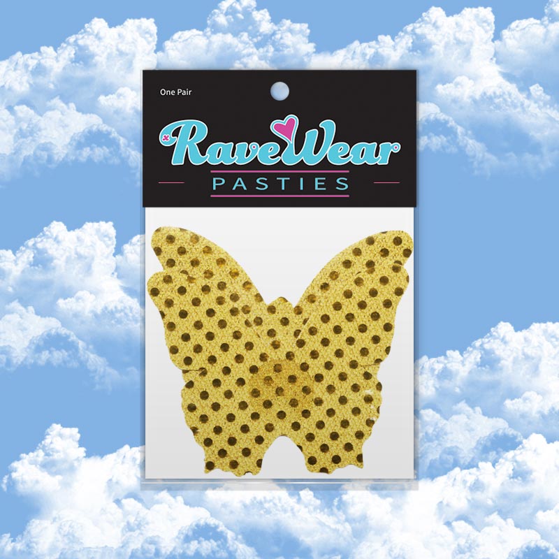 Sequin Butterfly Golden Yellow Pasties