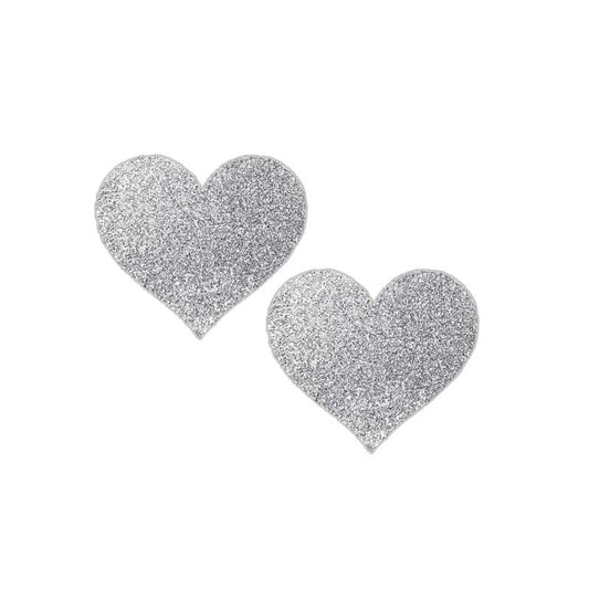 Glitter Heart Shimmering Silver Pasties
