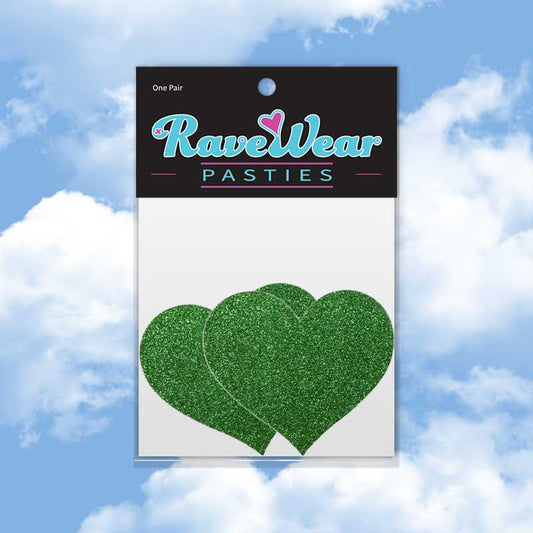 Glitter Heart Emerald Green Pasties