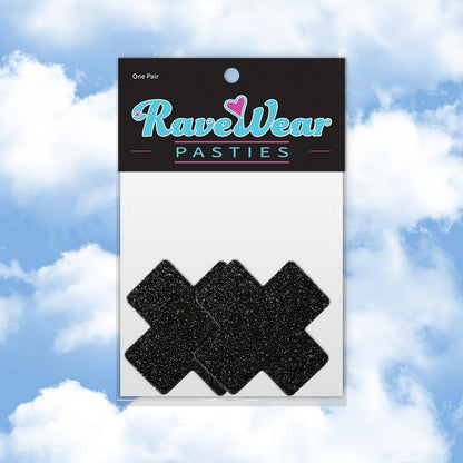 Glitter Cross Brilliant Black Pasties (Small)