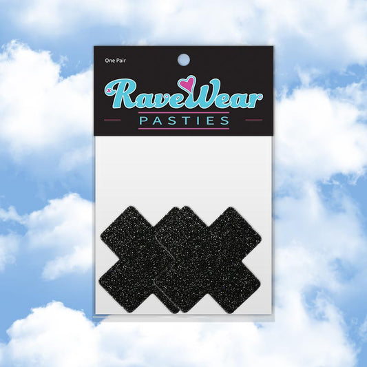 Glitter Cross Brilliant Black Pasties (Small)