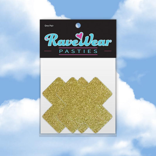 Glitter Cross Golden Yellow Pasties (Large)