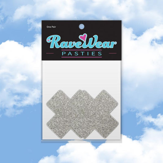 Glitter Cross Shimmering Silver Pasties (Small)