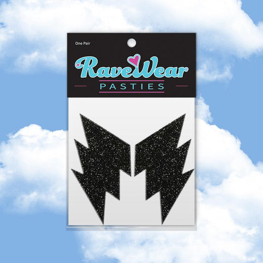 Glitter Lightning Bolt Brilliant Black Pasties
