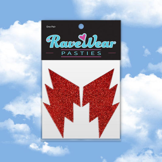 Glitter Lightning Bolt Ruby Red Pasties