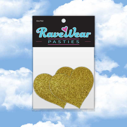 Glitter Heart Golden Yellow Pasties