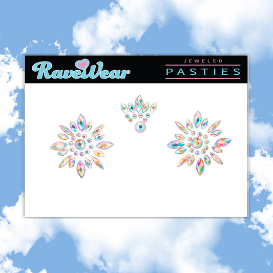 Jeweled Brilliant Cut Center Diamond Pasties 3 Piece