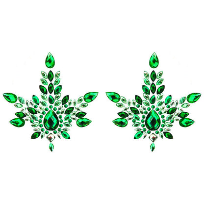 Jeweled Pear Cut Center Green Pasties