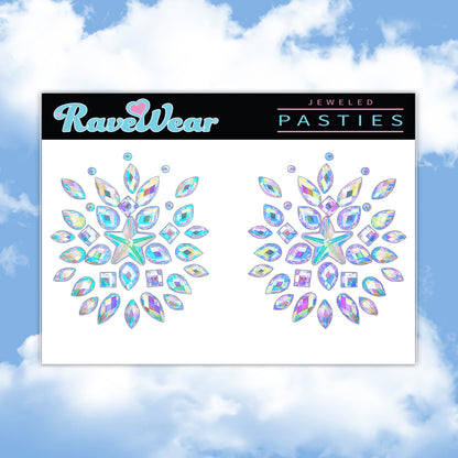 Jeweled Star Cut Center Diamond Pasties