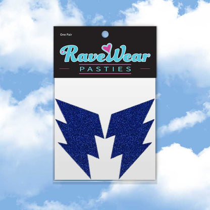 Glitter Lightning Bolt Royal Blue Pasties
