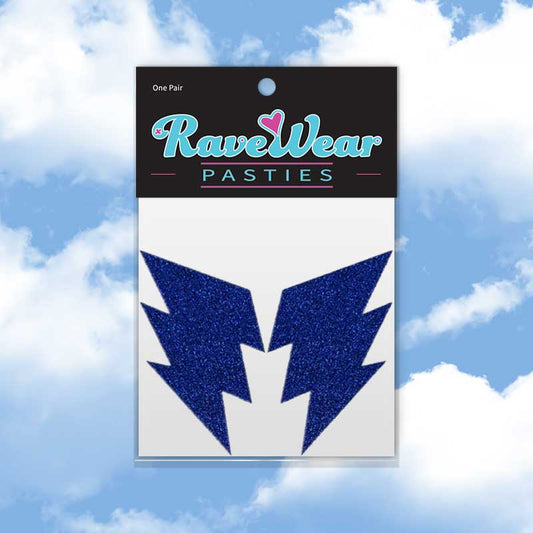 Glitter Lightning Bolt Royal Blue Pasties