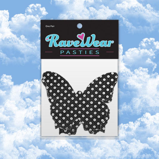 Sequin Butterfly Brilliant Black Pasties