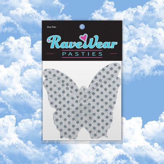 Sequin Butterfly Shimmering Silver Pasties