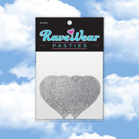 Glitter Heart Shimmering Silver Pasties